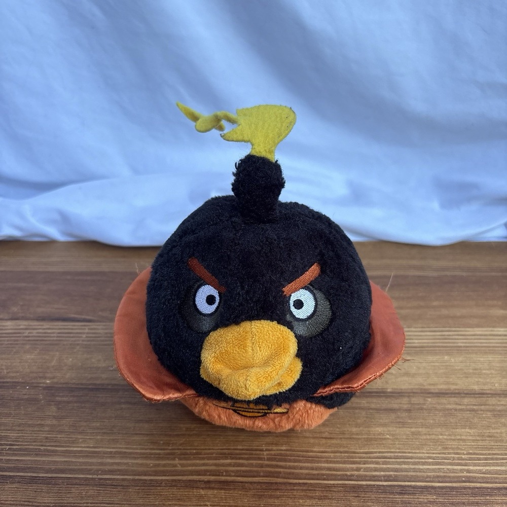 Angry Birds Bomb Bird Plush 6" Black Stuffed Animal Rovio Toy Tush Tag